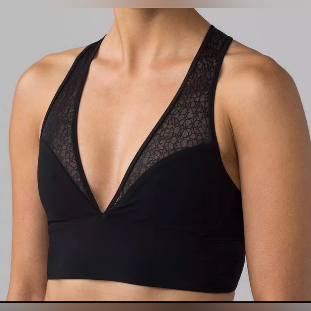 Lululemon Twist & Train Bra Black Sports Bra Mesh Size 4